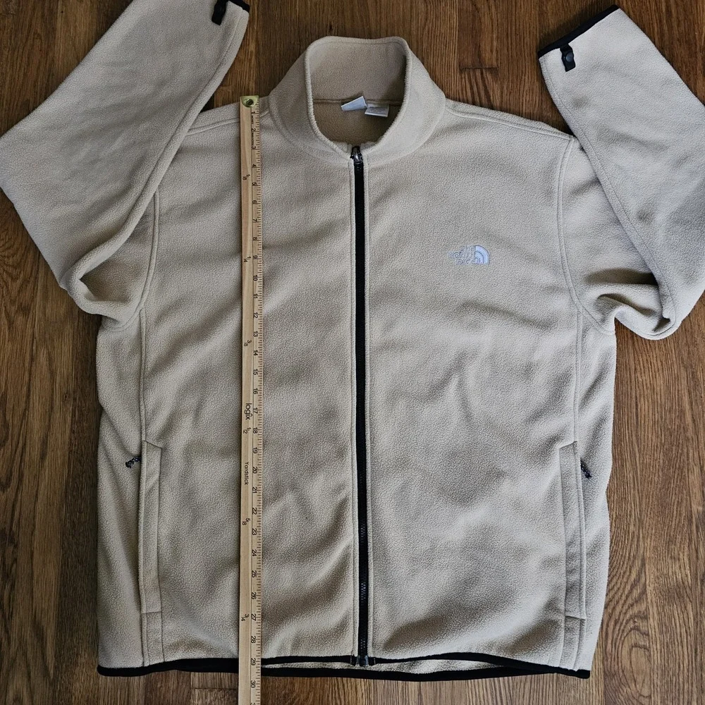 The North Face Fleece Full Zip Up Mock Neck Tan Jacket Mens Size 2XL XXL